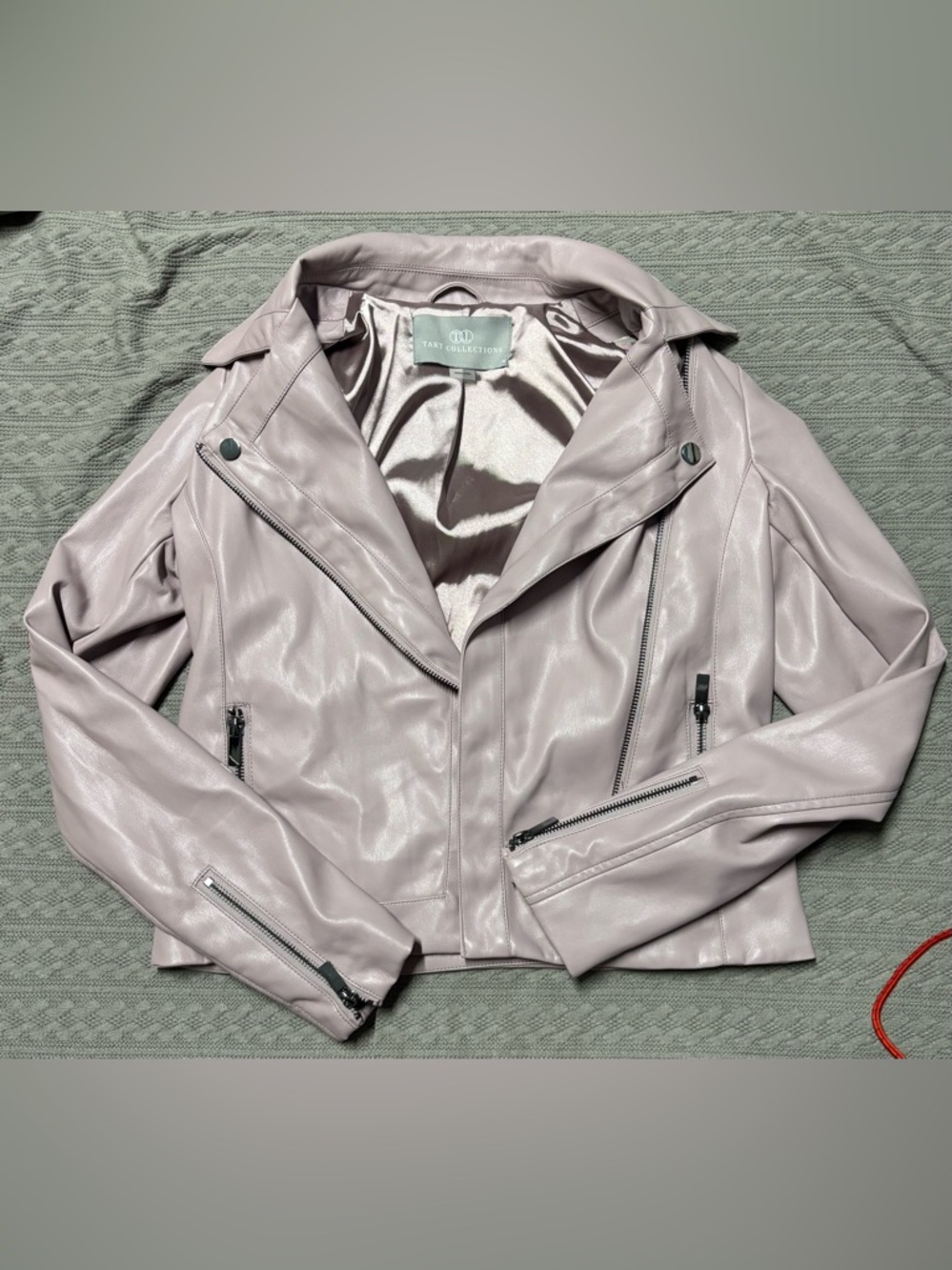 Tart Collections Blush Pink Faux Leather Moto Jacket